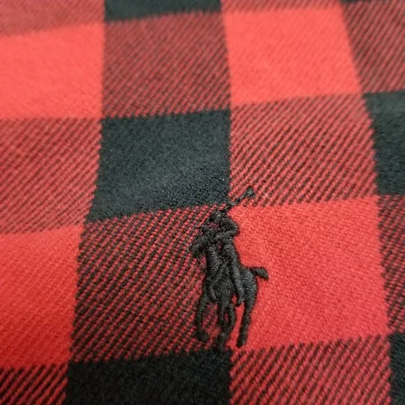 Vintage Polo Ralph Lauren Buffalo Plaid Flannel Button Up Shirt Pony Logo Large